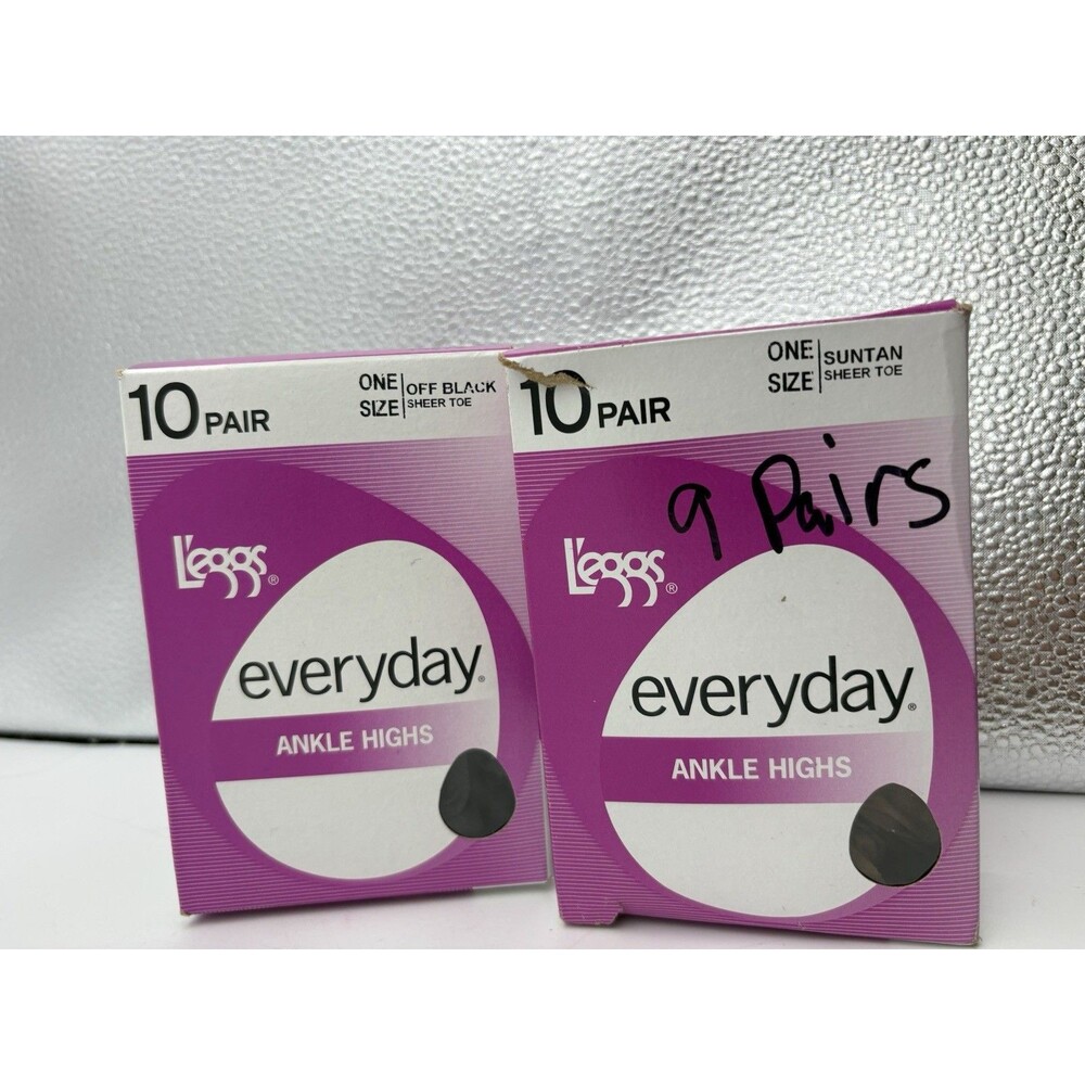 L’eggs Everyday Ankle Highs Lot 19 Pair Off Black Suntan Sheer Toe 5-9